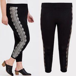 Silver design Black Leggings